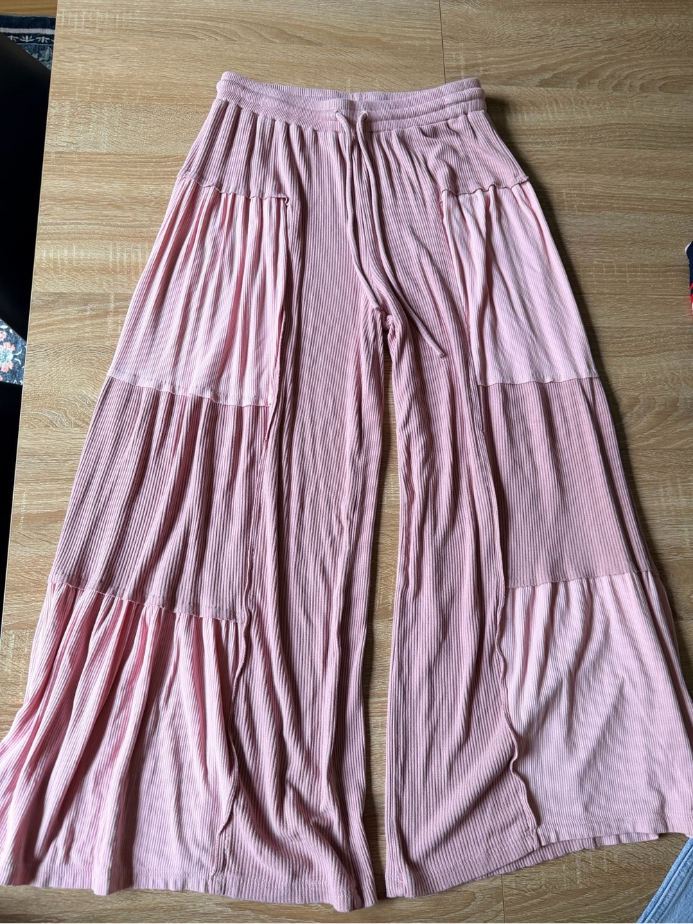 POL Pink Wide-Leg Tiered Palazzo Pants